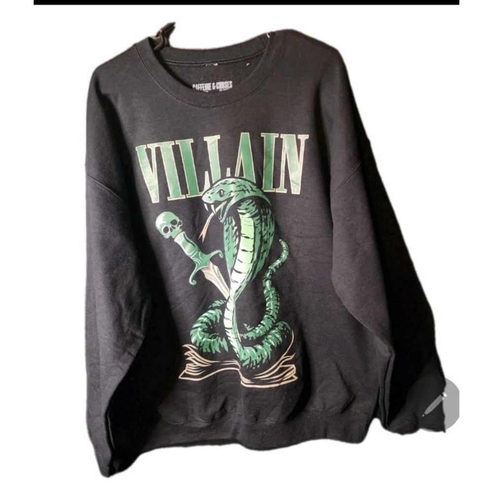 Caffeine And Curses Villain Era Snake Black Sweatshirt Cobra XLARGE NWT